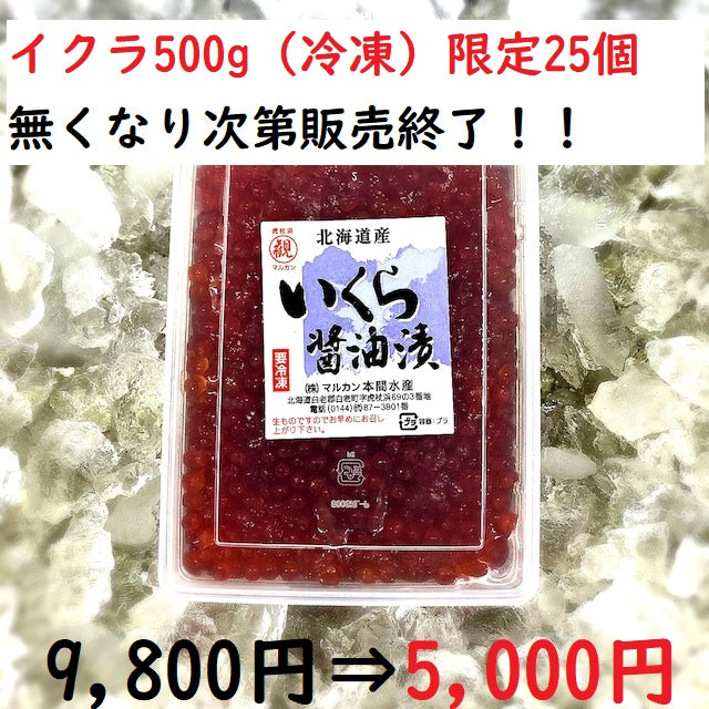 【限定25個特別セール】　特製醤油漬けイクラ（500g）【クール便】